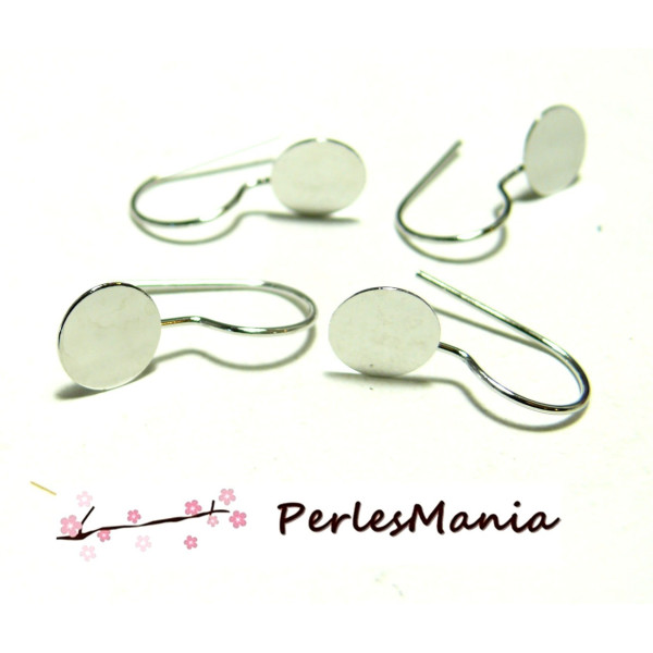 10 Boucle d'oreille  crochet  Plateau lisse 8mm ID4181 Argent Platine 
