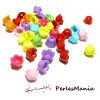 50 mini fleur acrylique multicolores P99M45 taille 9 par 7mm 