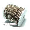 5m de cordon de suédine strass cloutée argent  aspect Daim une rangée facettée MARRON H105 