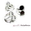 5 bague vague  12mm ARGENT PLATINE  DOUBLE CABOCHON ref 30310 