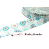 1m ruban  biais liberty 20mm B5160B fleuri ton BLEU 