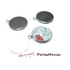 20 pièces: 10 pendentifs  attache ronde 18mm ARGENT PLATINE et 10 cabochons 