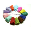 4 GROS pompons breloque passementière SUEDINE Multicolore 30mm 
