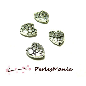 perles  intercalaire Coeur carapace 2B3566 VIEIL ARGENT