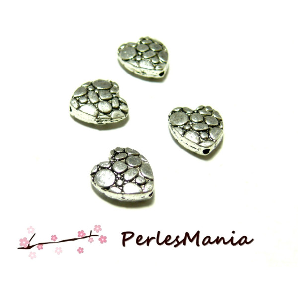 perles  intercalaire Coeur carapace 2B3566 VIEIL ARGENT