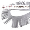 2 mètres GALON FRANGE EN SUEDINE ARGENT PAILLETTE CREATION POMPONS 50mm 