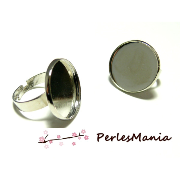 10 SUPPORTS BAGUES POUR CABOCHON ROND 16mm  ARGENT PLATINE QUALITE 