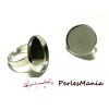 10 SUPPORTS BAGUES POUR CABOCHON ROND 16mm  ARGENT PLATINE QUALITE 