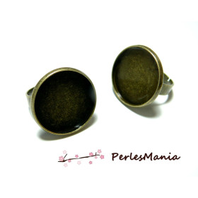 Supports Bagues pour Cabochon Rond 20mm – Bronze – Réglable – Laiton