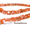 10 perles Plates carré Millefiori 12mm ORANGE 