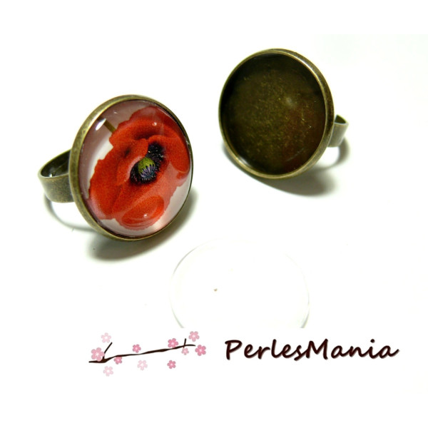 20 pièces: 10 bagues  qualité 18mm BRONZE et 10 cabochons en verre en 18mm 
