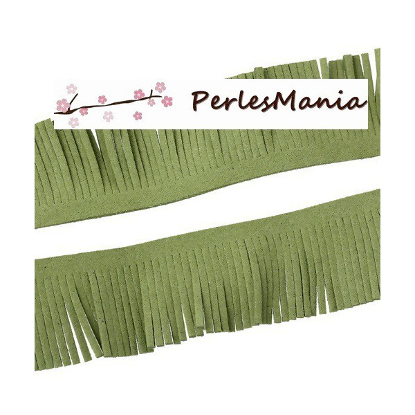 2 mètres GALON FRANGE EN SUEDINE VERT PASTEL CREATION POMPONS 30mm 