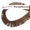 2 mètres GALON FRANGE EN SUEDINE MARRON PAILLETE CREATION POMPONS 30mm 
