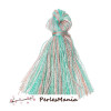 4 pompons breloque passementière COTON MULTICOLORE TON BLEU CIEL ref 508 25mm 