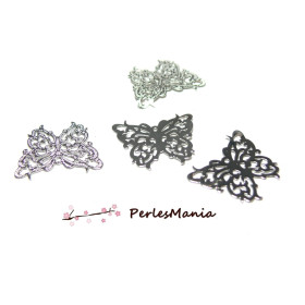 Estampe papillon dentelle finement ciselée ref18481 ARGENT PLATINE