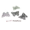 Estampe papillon dentelle finement ciselée ref18481 ARGENT PLATINE