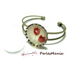 2 pièces: 1 support de  bracelet  20mm GRIFFE BRONZE et 1 cabochon 