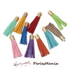 10 pompons breloque passementière LISSE 53mm suédine Multicolore DORE 
