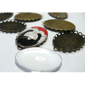 20 pièces:10 Supports de pendentif ovale vague  1825mm BR et 10 cab