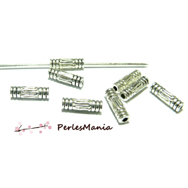 40 perles intercalairetube travaillés ref122  ARGENT breloques DIY 