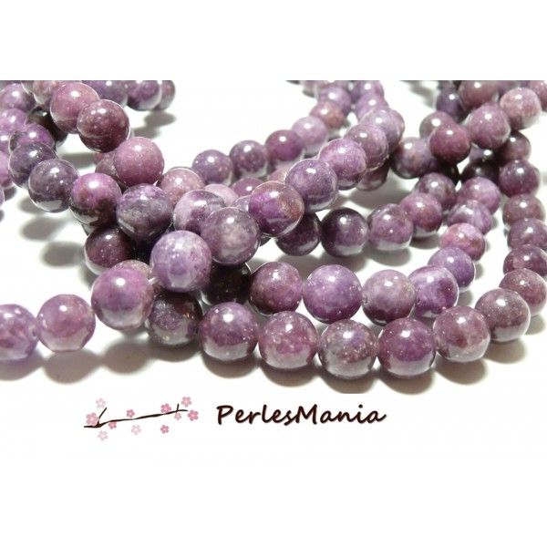 10 perles  jade Mashan rondes 8mm Violet 39749-2 