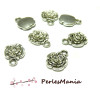 30 pendentifs fleurs Ma rose 10mm ref85  VIEIL ARGENT breloques DIY 
