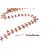 50cm Chaine Laiton  ARGENT PLATINE et perles de verre ROUGE translucide ref 154 