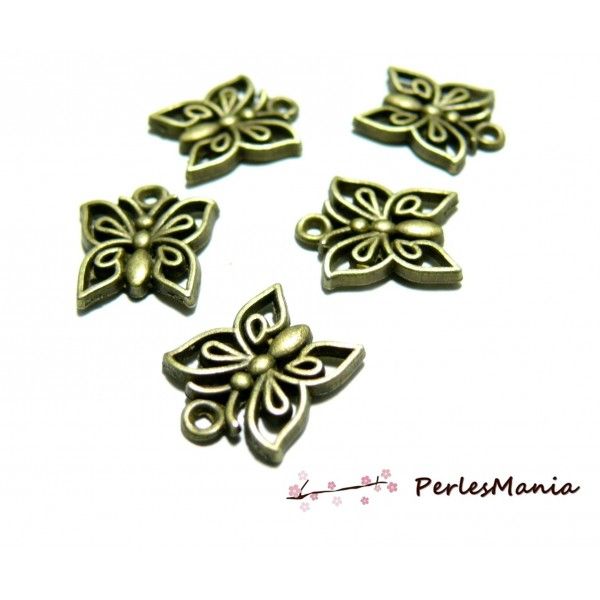 50 pendentifs  breloques papillons ajourés ref222 Bronze 