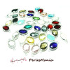 4 pendentifs verre facette OVALE 14mm ARGENT  ref 135 MULTICOLORE 