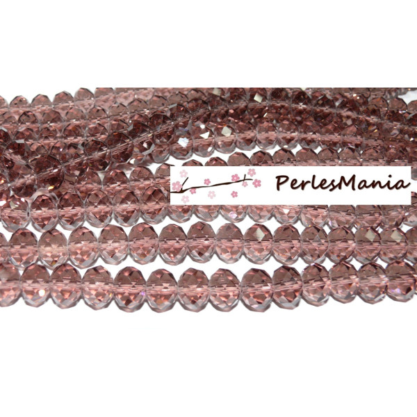 10 perles à facettes rondelles en verre 8x10mm Amethyste 2J1133 DIY 