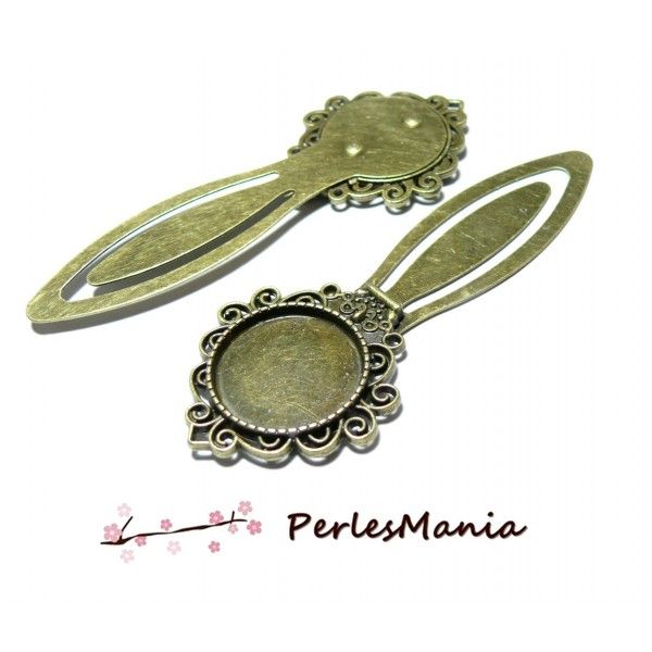 1 SUPPORT MARQUE PAGE ARTY 20 mm Bronze H157 pour cabochon, DIY 