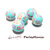 10 perles  de fimo flower power ref H21217 en 15mm TONS VERT PASTEL 