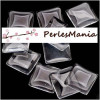 20 CABOCHONS EN VERRE TRANSPARENT FORME CARRE 16mm, DIY 