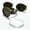 20pieces: 10 bagues bronze oval H 13 par18 et 10cabochons en verre