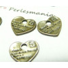 10 pieces pendentifs message coeur BR ref A15447 