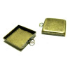 10 Supports pendentif carré 18mm  BR bord épais attache ronde 