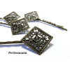 Apprêt bijoux: 10 Supports de barrette  dentelle losange 19mm Bronze 