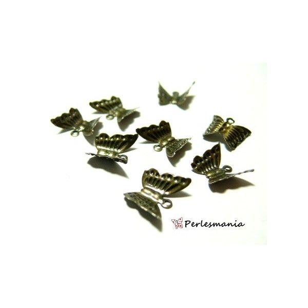 Fournitures bijoux: 100 breloques  papillon bronze ref 7 