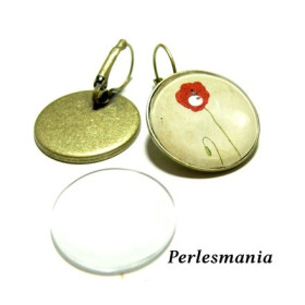 OFFRE Spéciale 100 pièces: 50 Boucles d'oreille BRONZE 12mm et 50 cabochons 