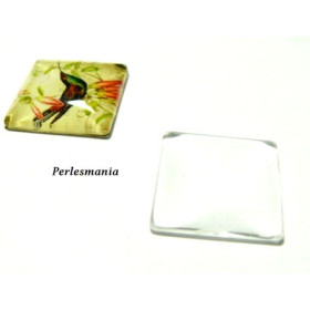 2 pieces cabochon en verre carré 25mm Fournitures pour  création de bijoux 