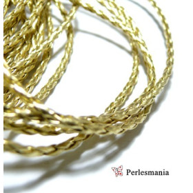 Cordon Simili Cuir Doré 3mm pour Création de Bijoux