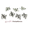 10 pendentifs FLEURS DE LYS ref 107 VIEIL ARGENT, DIY 