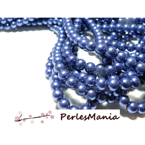 25 perles de verre effet Nacre 8mm BLEU Intense  2G5526, DIY 