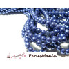 25 perles de verre effet Nacre 8mm BLEU Intense  2G5526, DIY 
