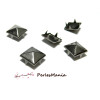 lot de 100 clous rivet 8mm pyramide carré à 4 griffes GUN METAL 