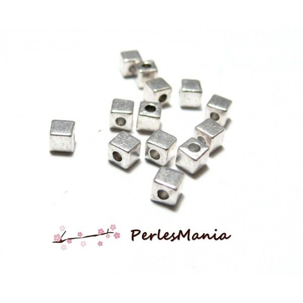 100 perles intercalaire petits cube 4mm P103390 VIEIL ARGENT, DIY 