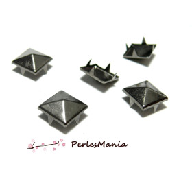 lot de 100 clous rivet 7mm pyramide carré à 4 griffes GUN METAL 