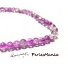 1 fil environ 196 perles de verre craquelé bicolore fuschia et blanc 4mm 2D9401 