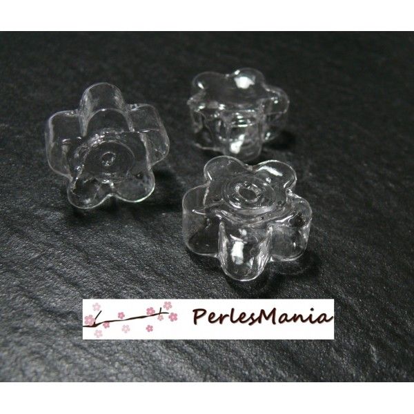 5 globes FLEUR cabochon creux à remplir  en verre23 mm ref9, DIY 
