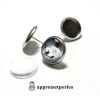 Supports de Boucle d'oreille argent vif  8mm puce et 10 cabochons en verre en 8mm ( vendu sans image digitale )